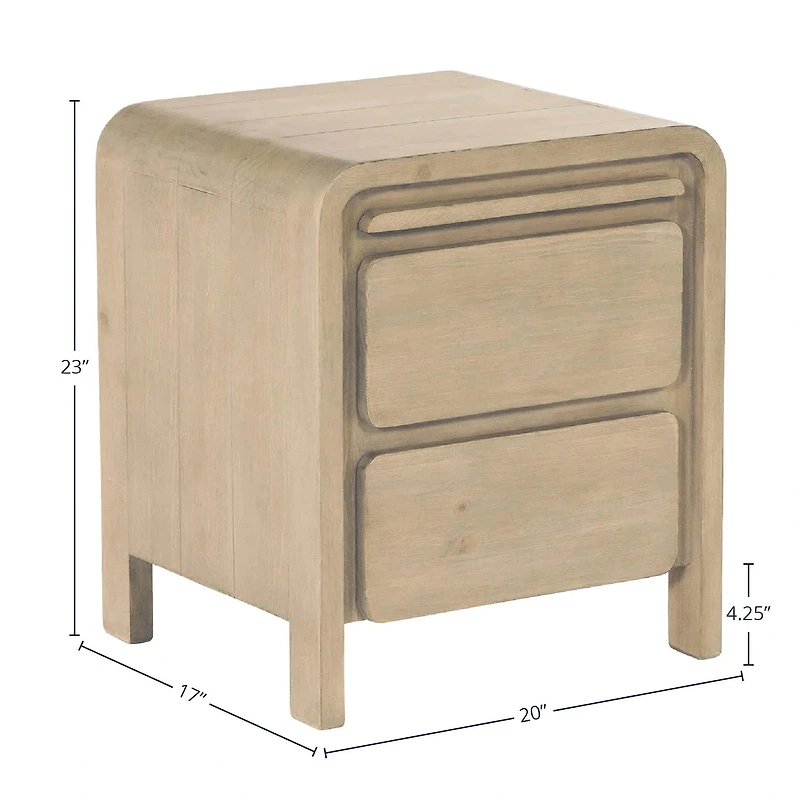Fremont 2 Drawer Nightstand - Scrubbed Teak