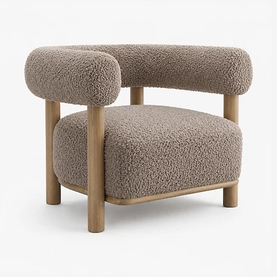 Odelle Modern Upholstered Accent Chair with Ash Wood Legs