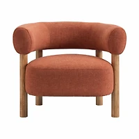 Odette Accent Chair – Warm Textured Fabric & Natural Wood Frame