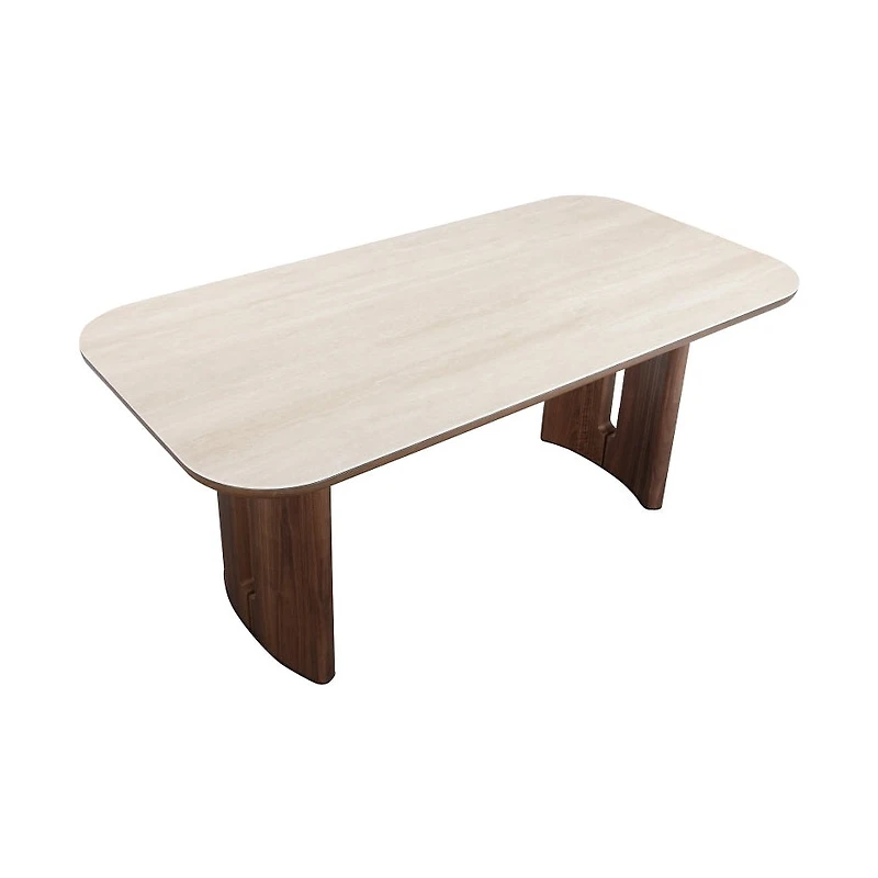 Atticus Dining Table with Travertine Ceramic Top