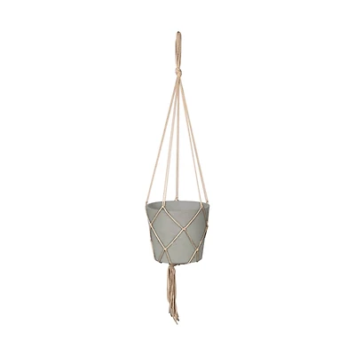 Lorien Hanging Pot With Netting - Cement Grey
