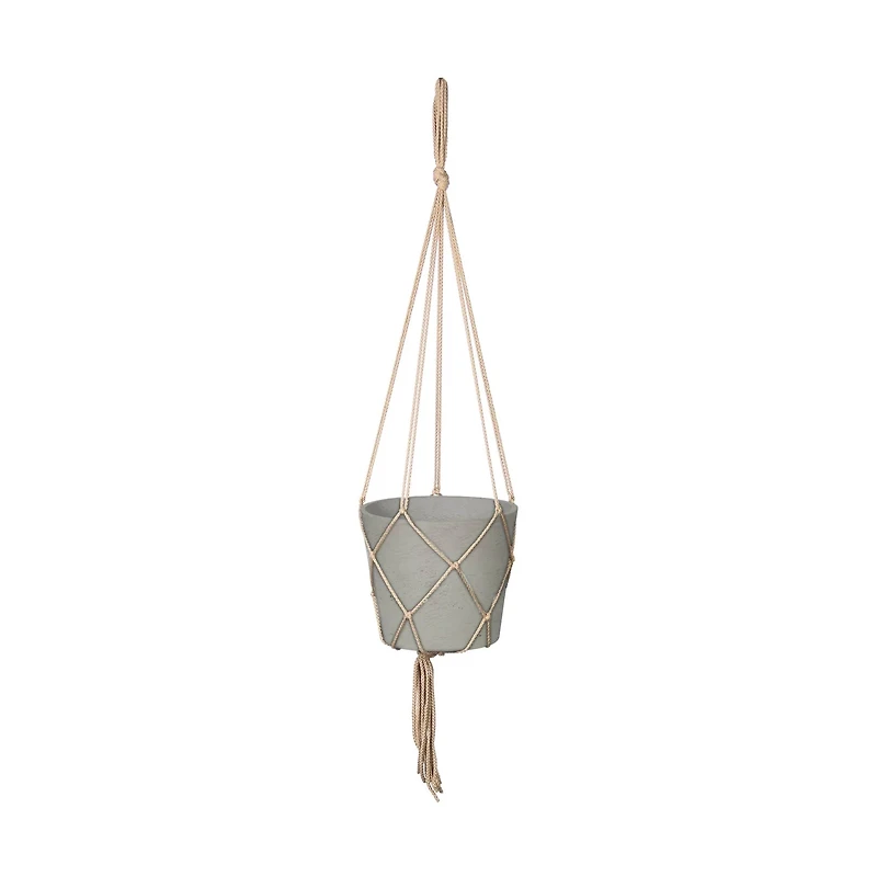 Lorien Hanging Pot With Netting - Cement Grey