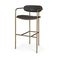 Parker Brown Faux Leather Seat Gold Metal Bar Stool