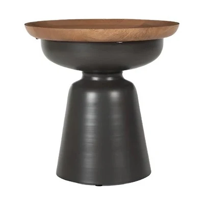 Rey Mango Wooden Side Table with Metal Legs