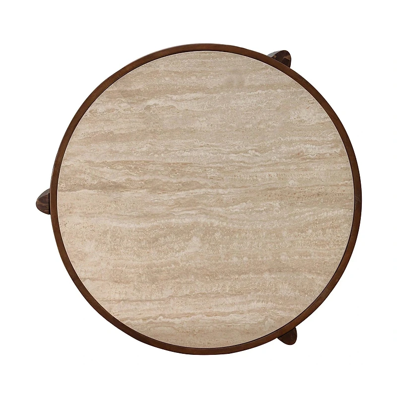 Helsa Round Coffee Table - Travertine