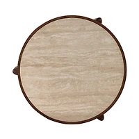 Helsa Round Coffee Table - Travertine