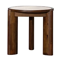 Helsa Round Side Table - Travertine