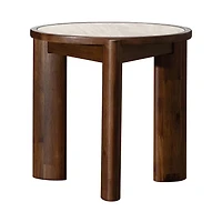 Helsa Round Side Table - Travertine