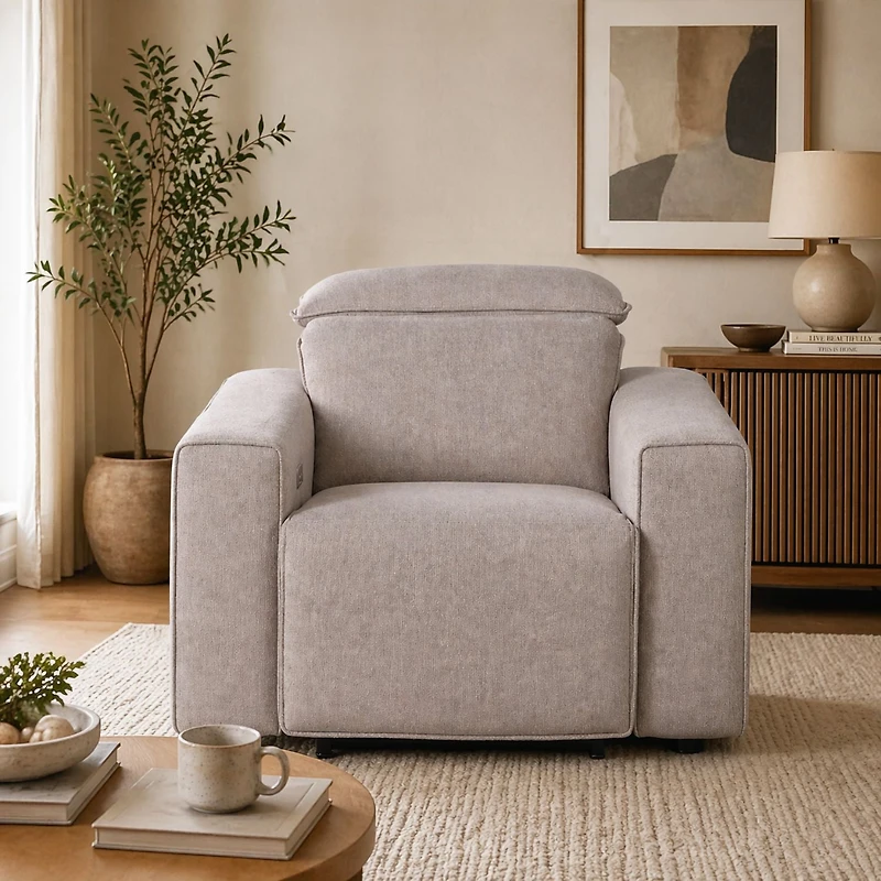Regis Power Reclining Chair - Light Brown