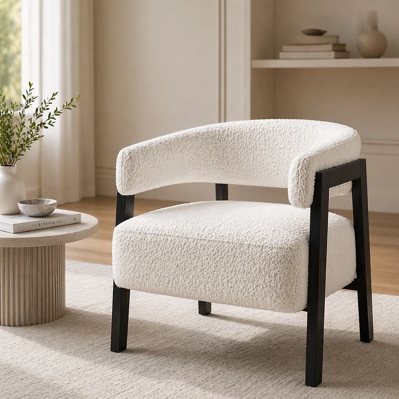 Rocio Boucle Fabric Arm Accent Chair