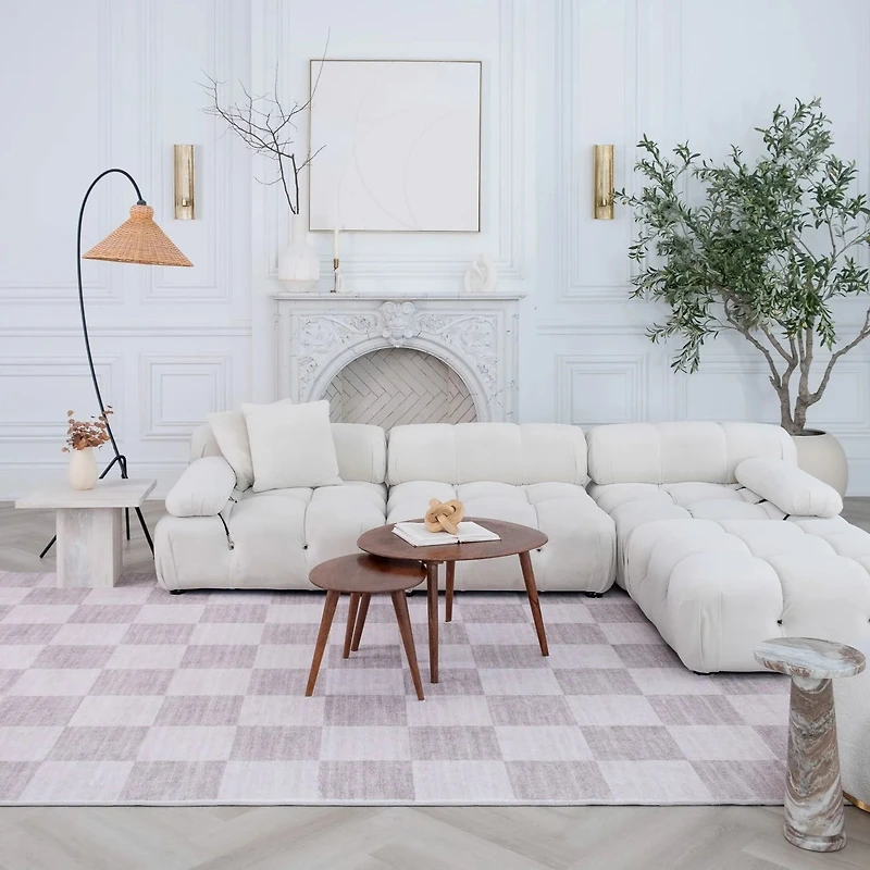 Europa Beige Checkered Rug – 5x8