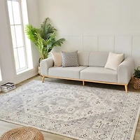Nairobi Grey Distressed Medallion Area Rug – 7' x 10'