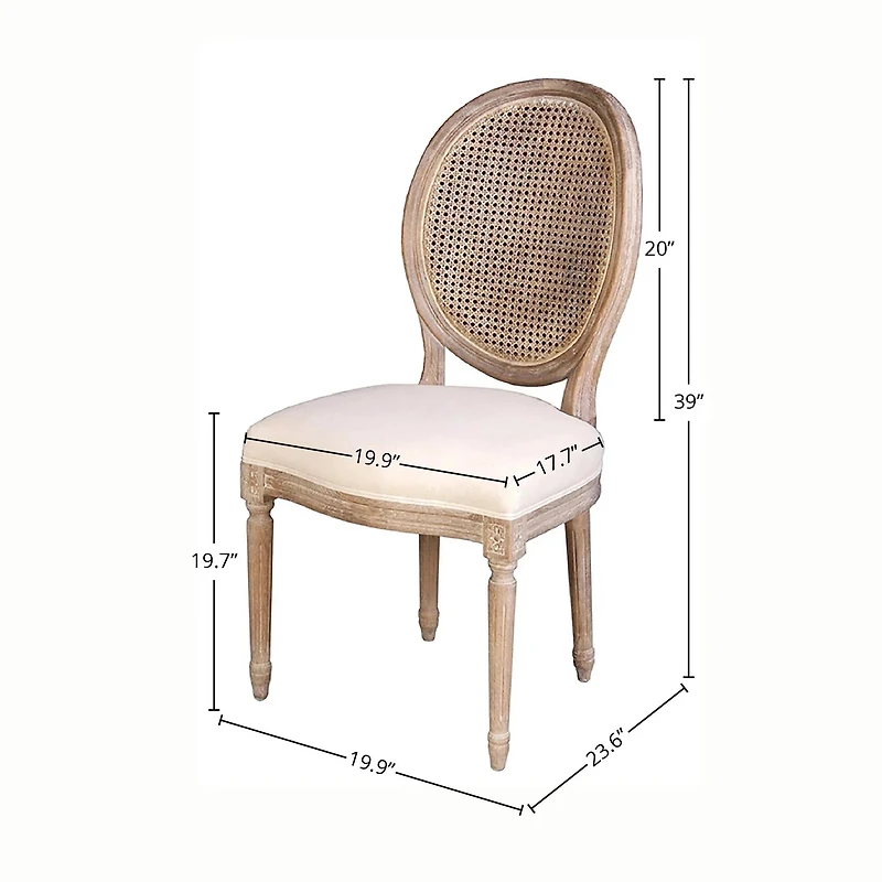 Melwynn Dining Chair w/ Cane Back Antique Linen