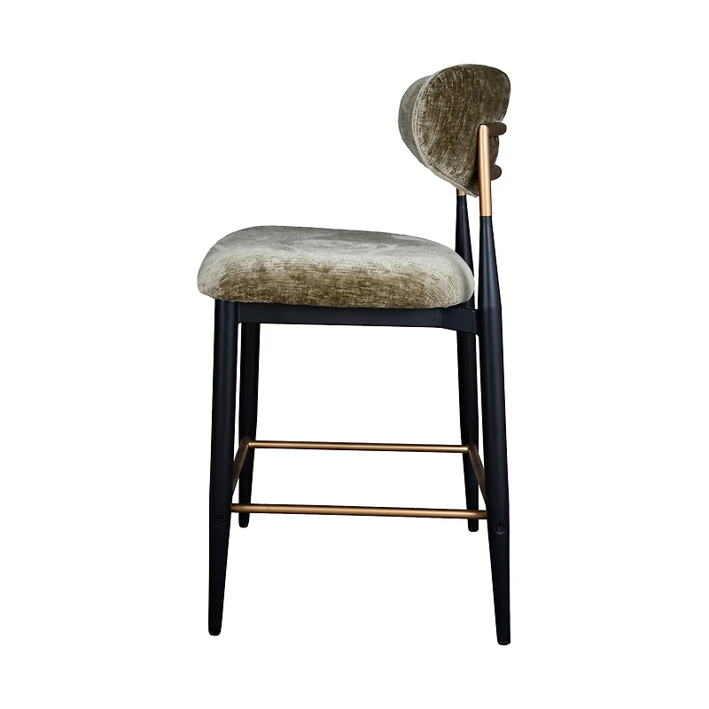 Vera Upholstered Counter Stool in Green with Matte Black & Gold Legs