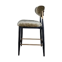 Vera Upholstered Counter Stool in Green with Matte Black & Gold Legs