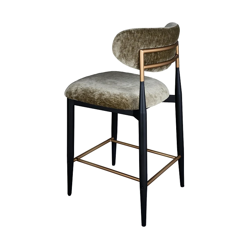 Vera Upholstered Counter Stool in Green with Matte Black & Gold Legs