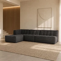 Scoop Square Ottoman - Grey/Blue
