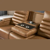 Creston Genuine Leather 3-Seater Power Recliner Sofa with Power Headrest Wireless Charging, USB/C LED lights – Cup Holders & Storage
