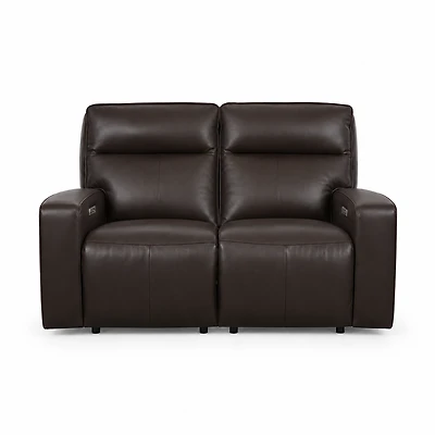 Sora Zero Gravity Power Reclining Leather Console Loveseat with Headrests & Soundbar