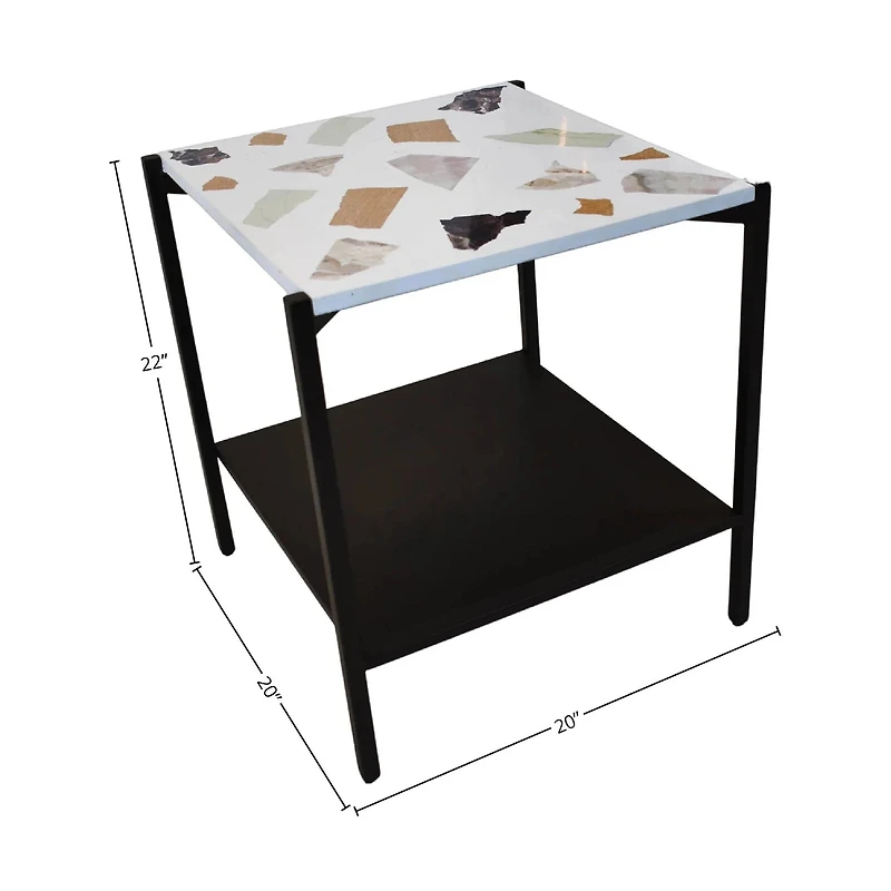 Cindale Side Table - White Mosaic