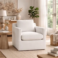 Torwyn Club Chair - White Linen