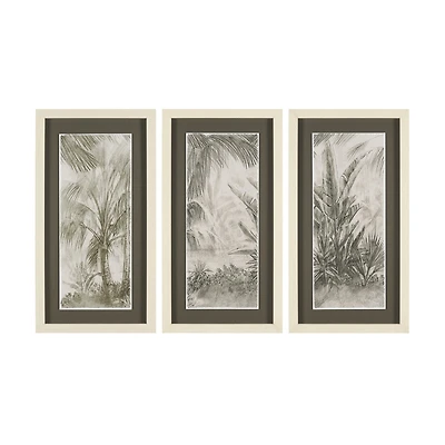Tropical Coast (Set of 3) Framed Artwork Matted under Glass