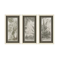 Tropical Coast (Set of 3) Framed Artwork Matted under Glass