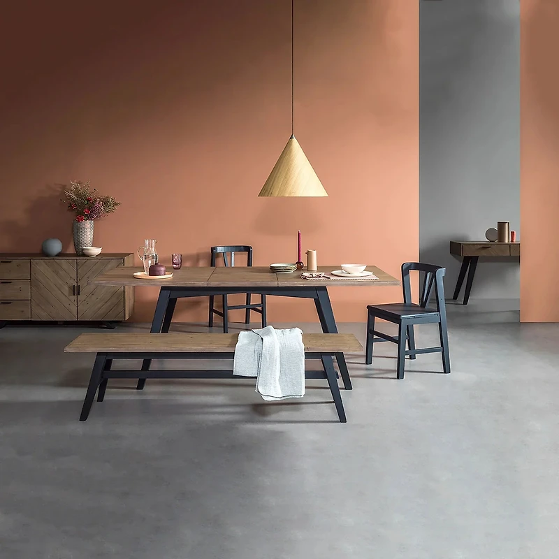 Sorella Dining Bench Sundried Wheat - Matte Black