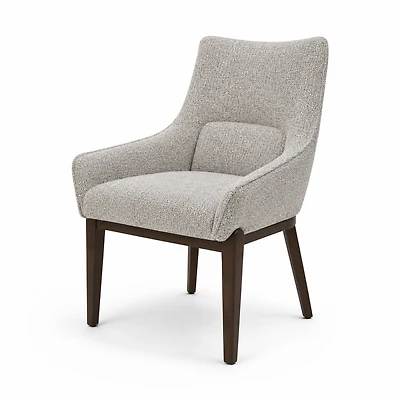 Zoa Upholstered Beige Dining Chair with Walnut Rubber Wood Legs