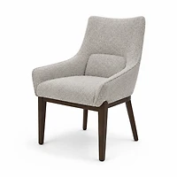 Zoa Upholstered Beige Dining Chair with Walnut Rubber Wood Legs