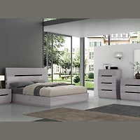 Zoya Glossy 2 Drawers Night Stand - Light Grey