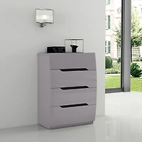 Zoya Glossy 4 Drawer Chest - Light Grey