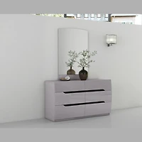 Zoya Glossy 6 Drawer Dresser - Light Grey