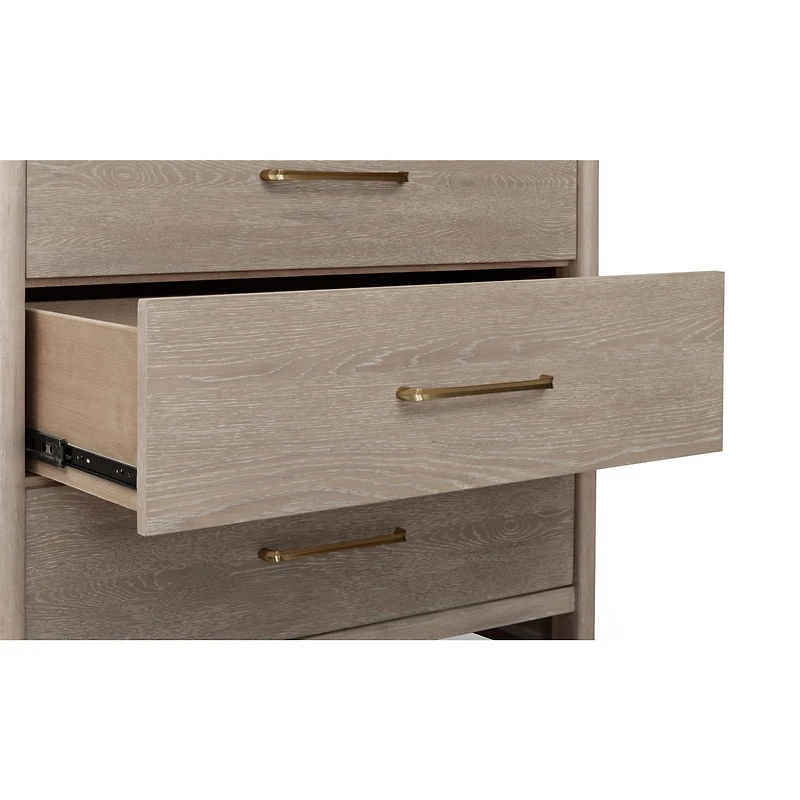 Gardenia Five Drawer Oak Wood Chest in Chai