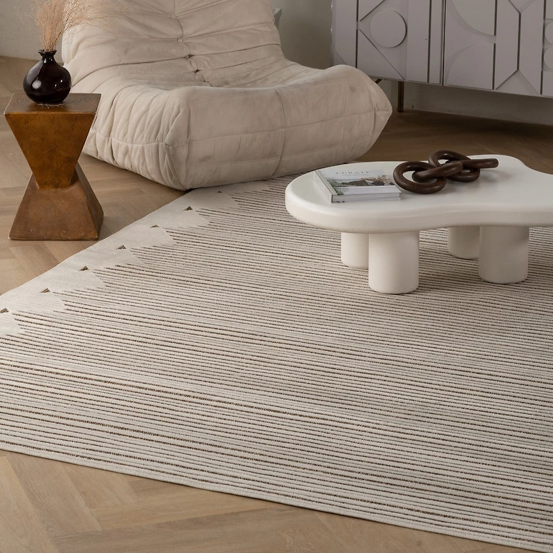 Aurora Beige Tribal Stripe Rug – 5 x 7'