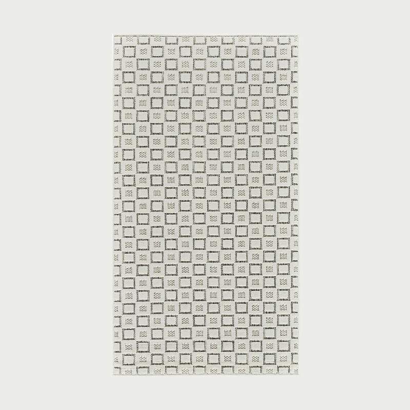 Aurora Cream Modern Rug – Textured Grid Pattern
