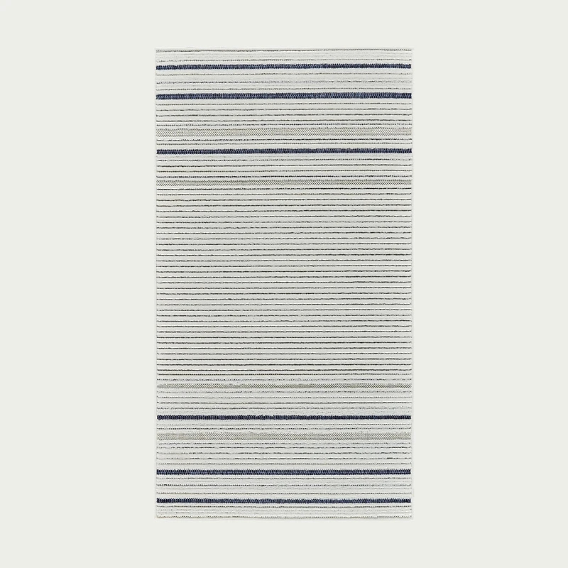 Aurora Cream Modern Rug – Navy Accent Stripe Design