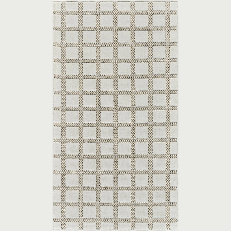 Aurora Beige Modern Rug – Geometric Grid Design