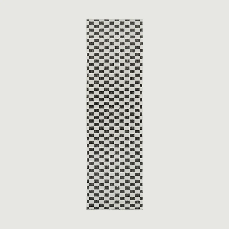 Aurora Black Checkered Rug