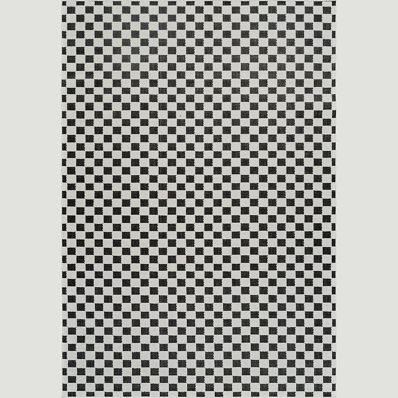 Aurora Black Checkered Rug