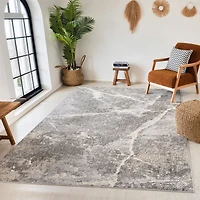 Bali Grey Abstract Linear Modern Area Rug