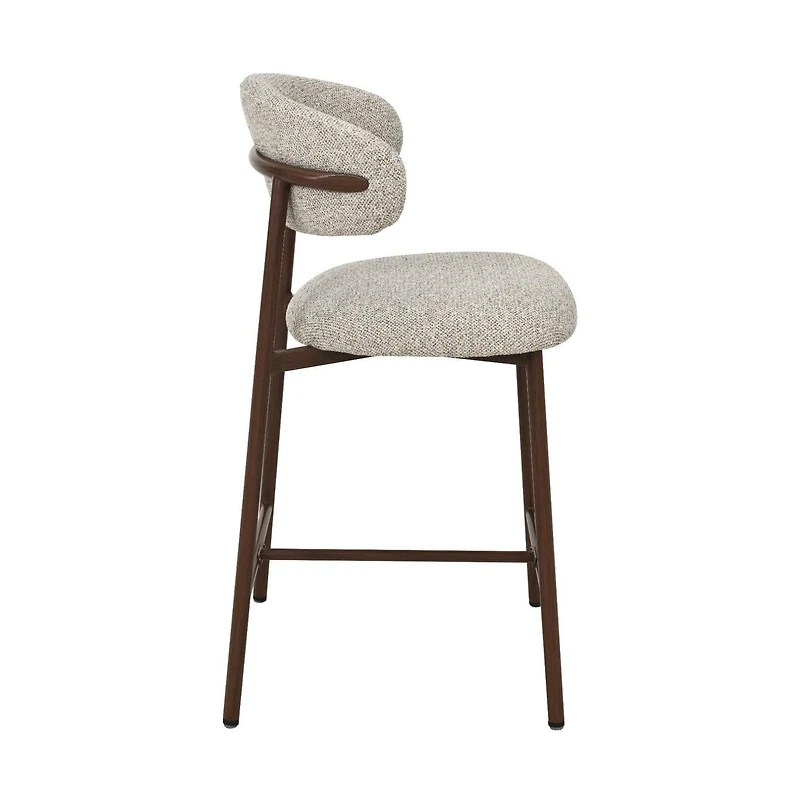 Draco Upholstered Counter Stool with Walnut Metal Legs