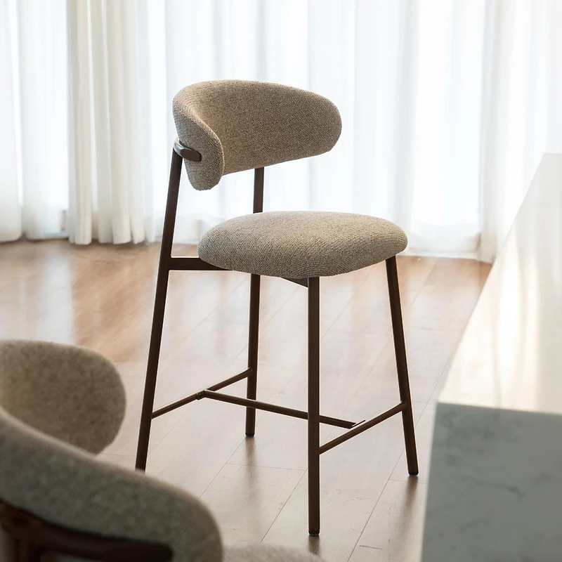 Draco Upholstered Counter Stool with Walnut Metal Legs