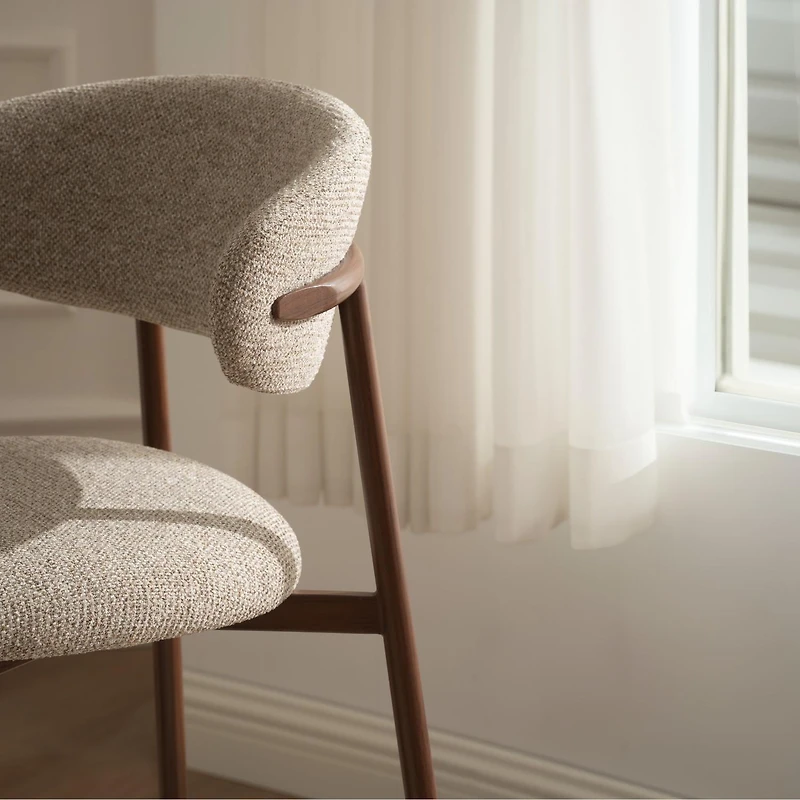 Draco Upholstered Counter Stool with Walnut Metal Legs
