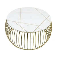 Katya Gold Round Marble Coffee Table Wire Metal Base