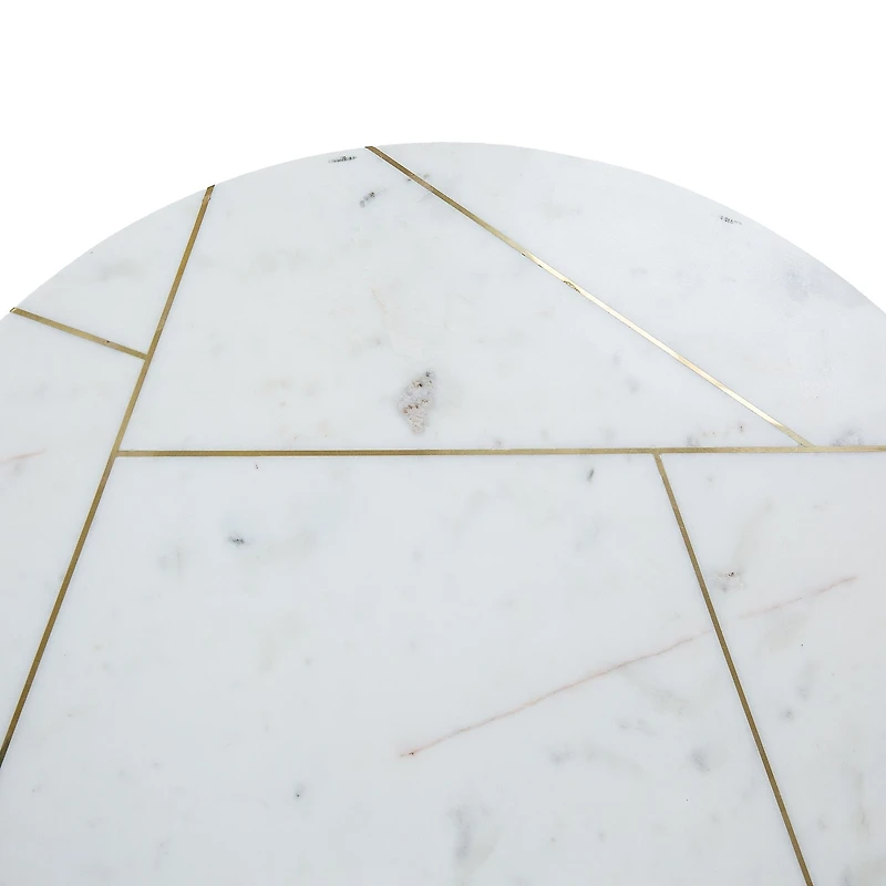 Katya Gold Round Marble Coffee Table Wire Metal Base