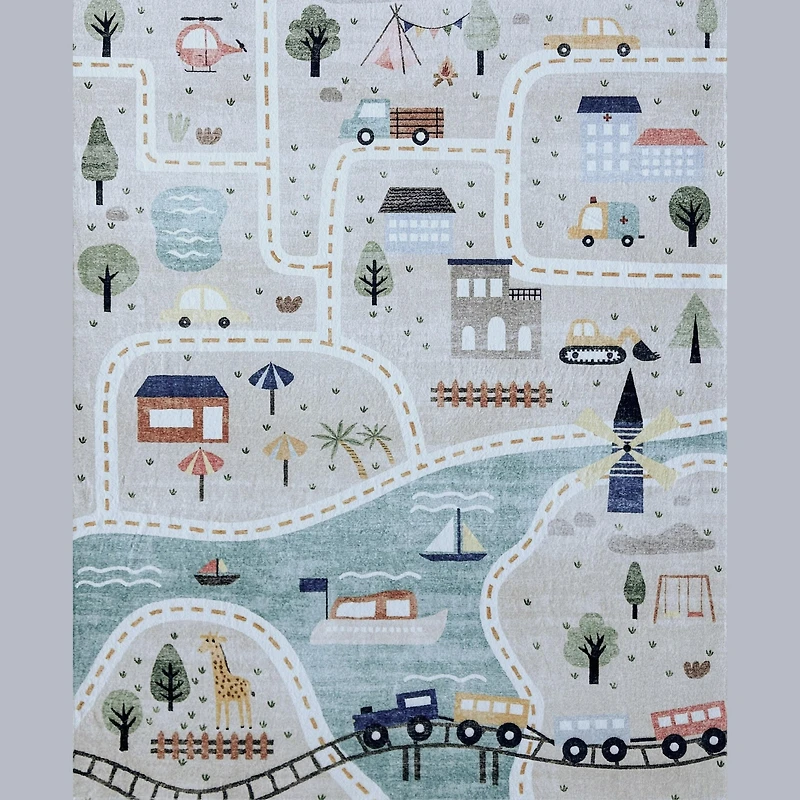 Daisy Blue Modern Floral Area Rug