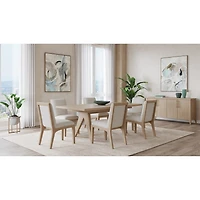 Sumire Solid Wood Dining Chair in Ginger and Natural Linen