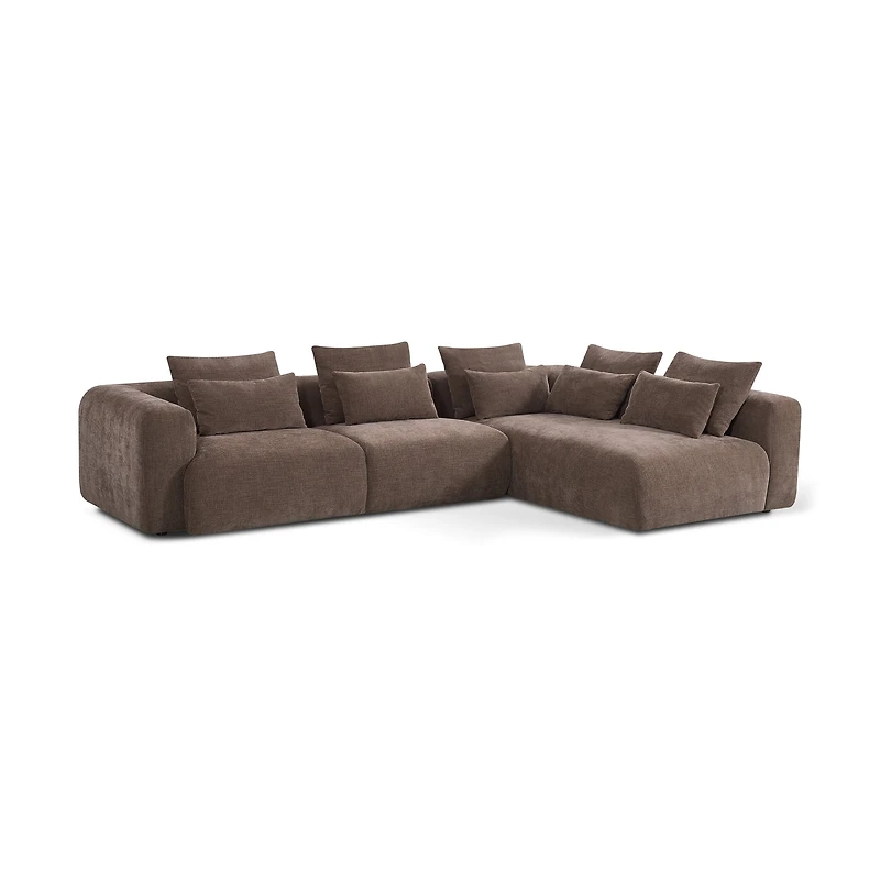 Livio Modern Sectional Sofa with Right Chaise - Chocolate Brown