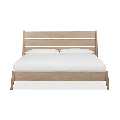 Sumire Slatted Ash Wood Platform Queen Bed in Ginger